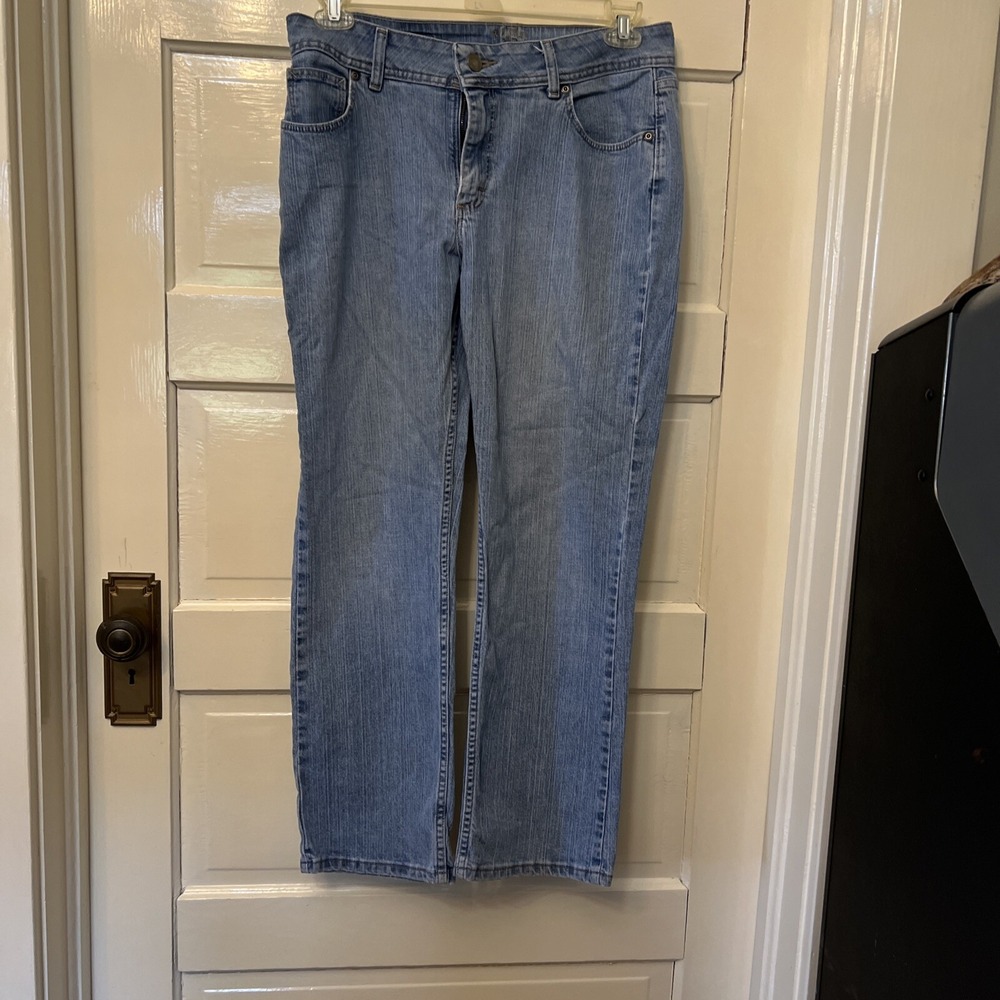 Lee Riders Jeans Women 12P Lt Wash Blue Straight Leg Cotton Blend Stretch Casual
